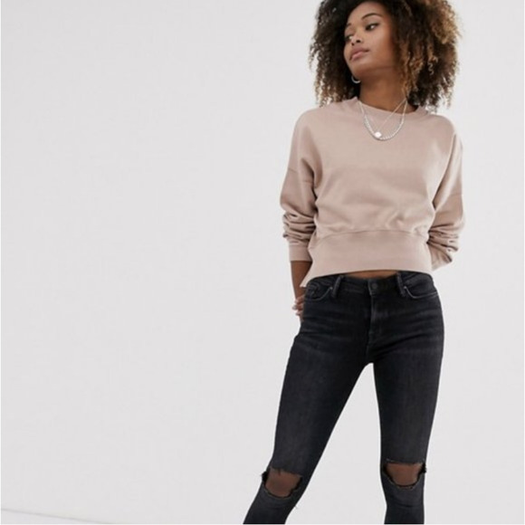 ALL SAINTS Enrico Sweatshirt Nude Pink Cropped Pullover Athleisure - Picture 3 of 10